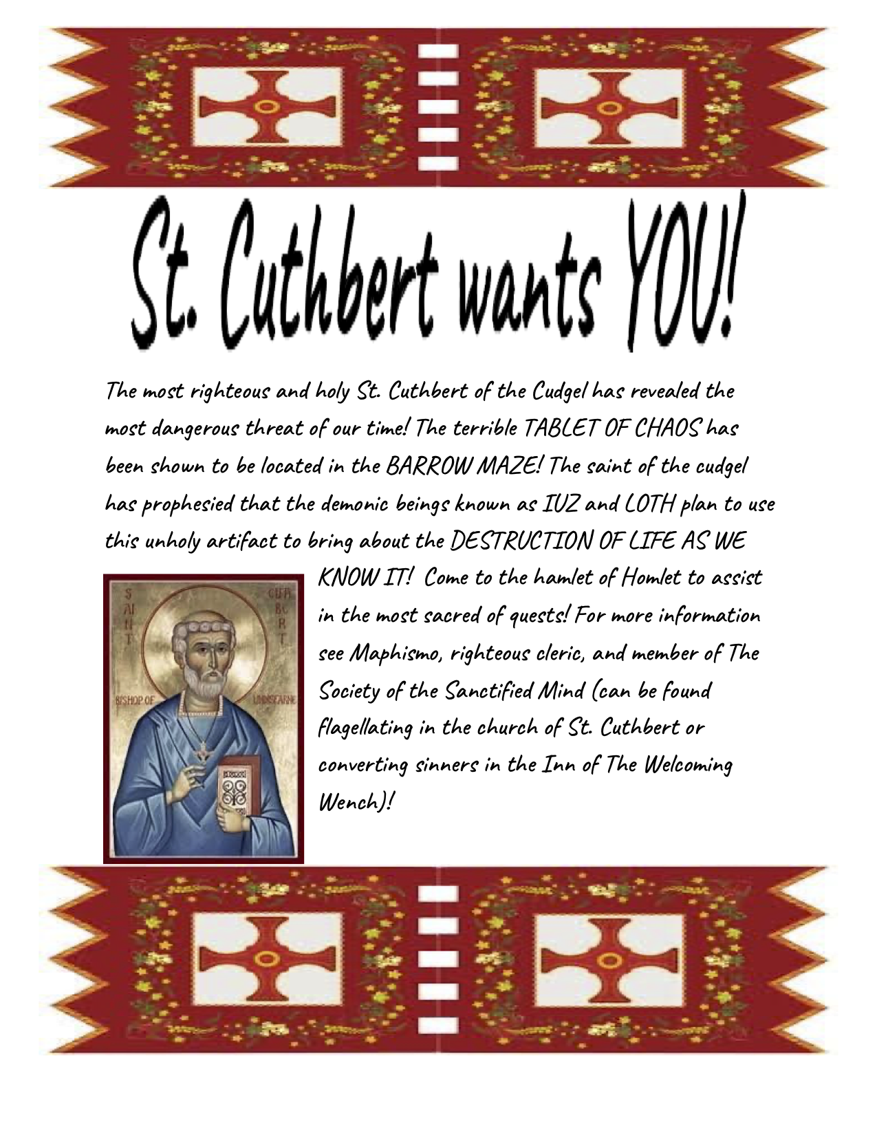 St. Cuthbert wants YOU! (flyer)